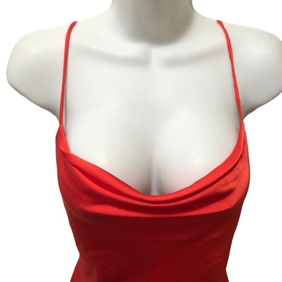 ASTR The Label  Women's Gaia Slip Dress Orange Midi Sz M Asymmetrical Hem Summer - Picture 7 of 11